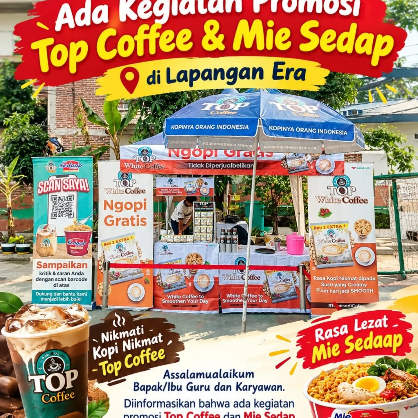 ☕🍜 KEGIATAN PROMOSI PRODUK TOP COFFEE & MIE SEDAAP 🎉SMKS – SMP Era Pembangunan III 